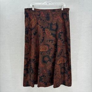 Elementz Paisley Midi Skirt LARGE Vintage Academia Retro Tapestry Boho Indie